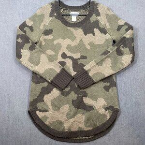 Arizona Jean Co. Camo Print Knit Crewneck Sweater Medium Womens Pullover